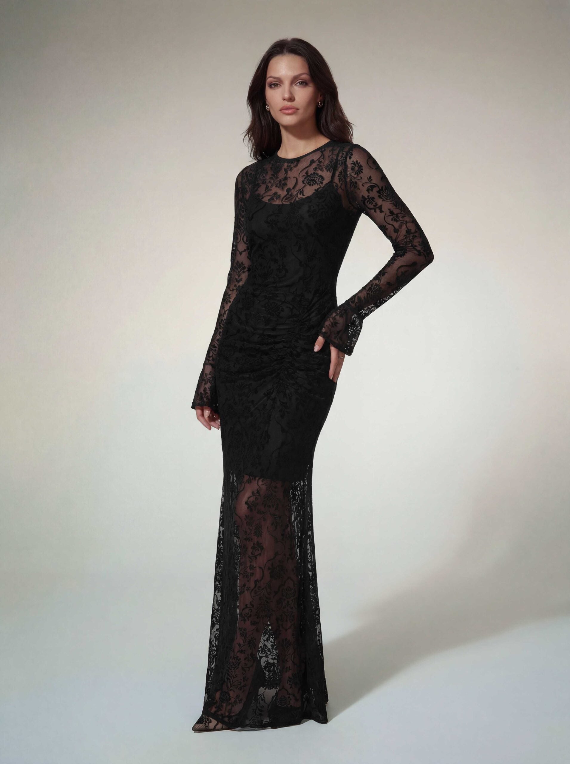 Altilde Long Sleeve Floral Ruched Maxi Dress