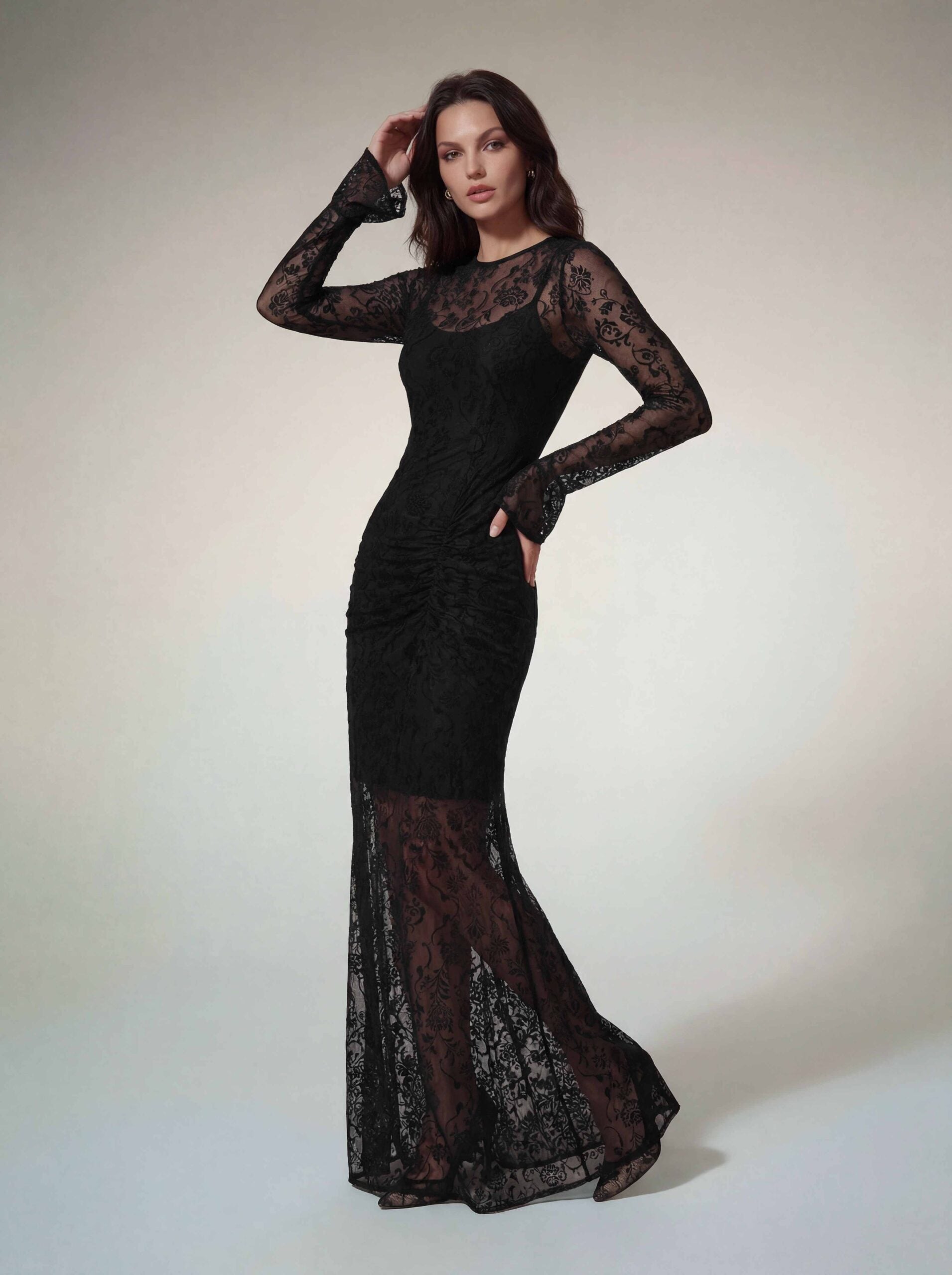 Altilde Long Sleeve Floral Ruched Maxi Dress
