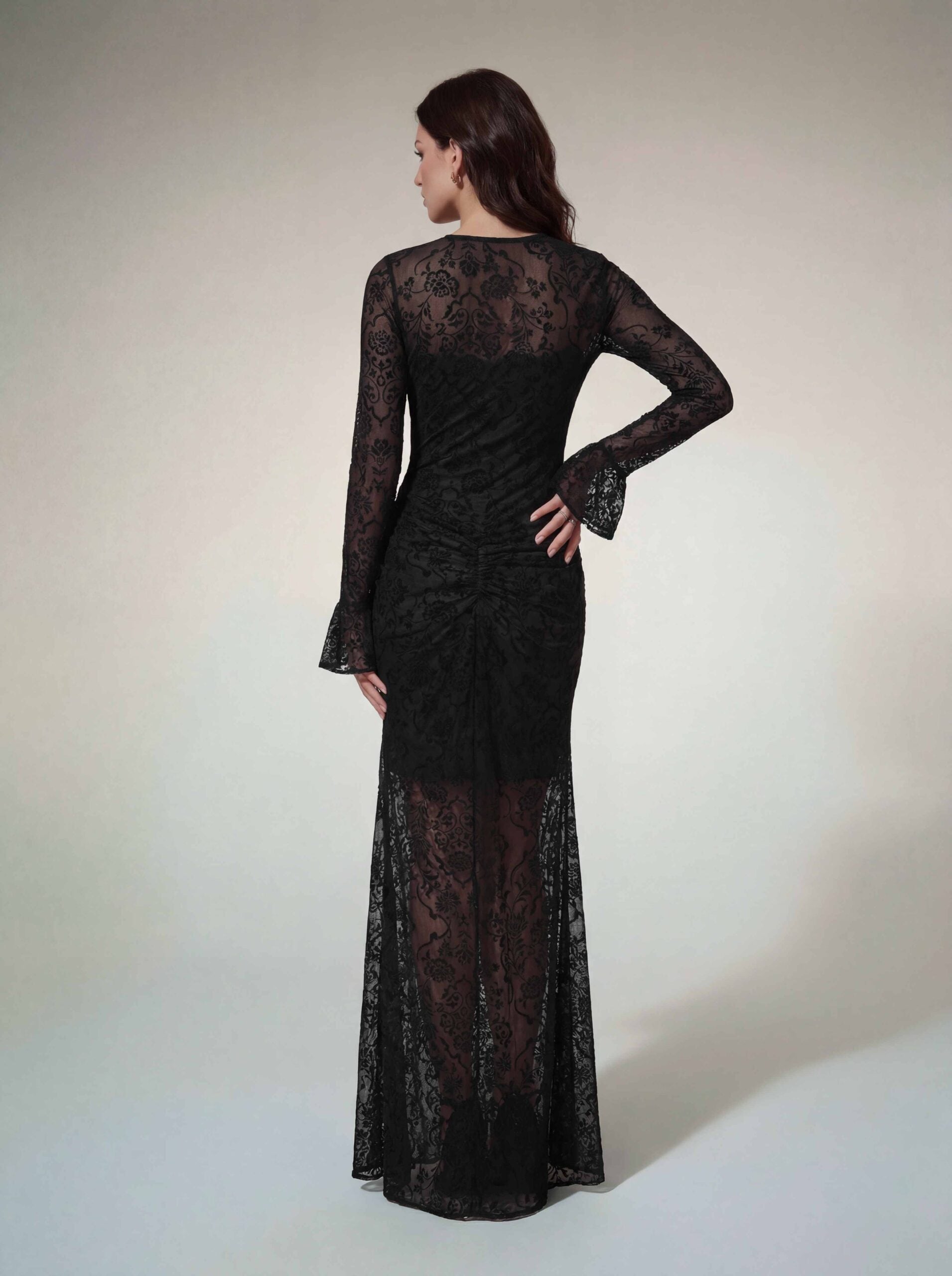Altilde Long Sleeve Floral Ruched Maxi Dress