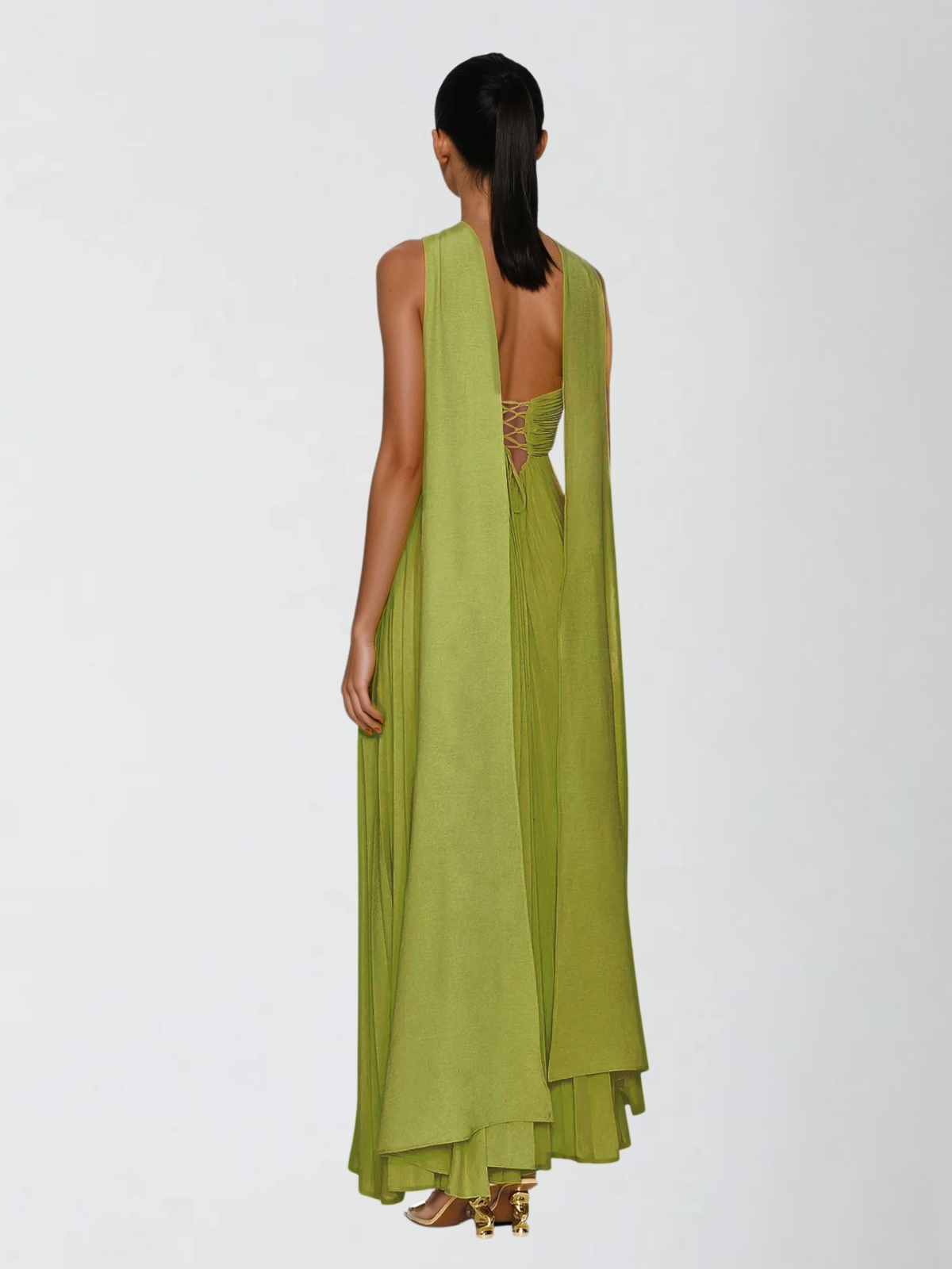 Alyxion Scarf Strapless Pleated Maxi Dress