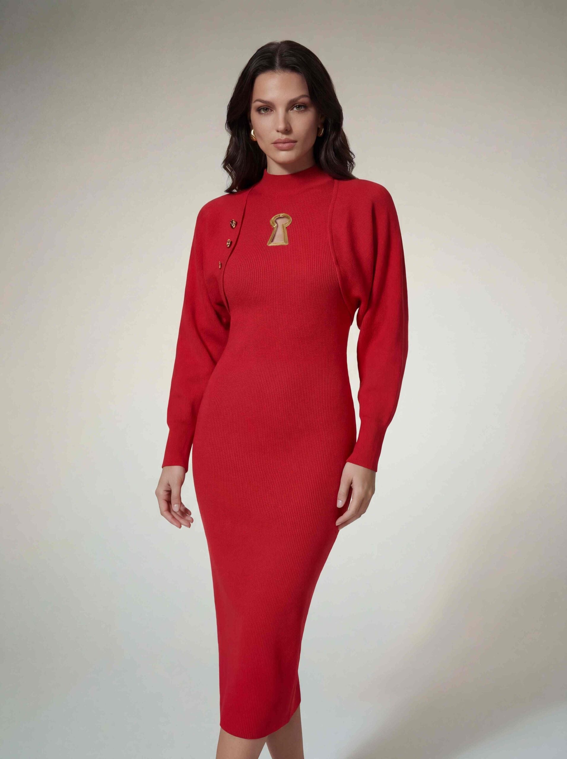 Amaka Keyhole Cutout Knitted Dress Set
