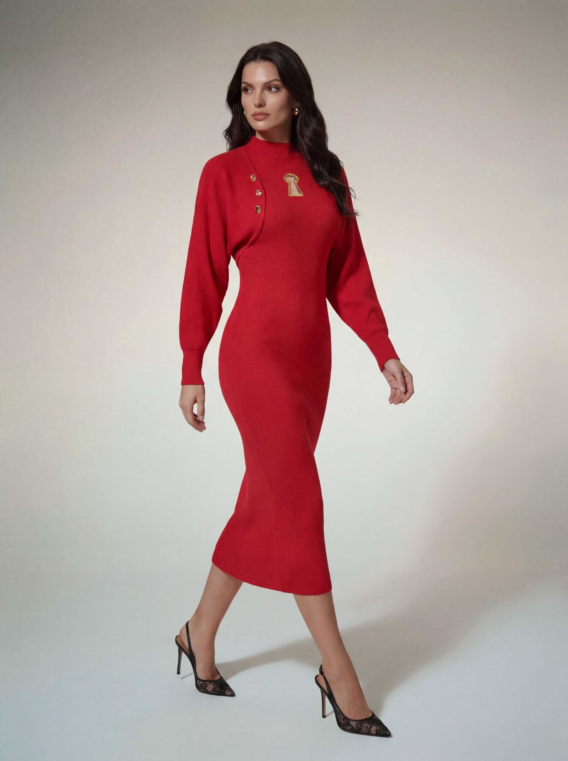 Amaka Keyhole Cutout Knitted Dress Set