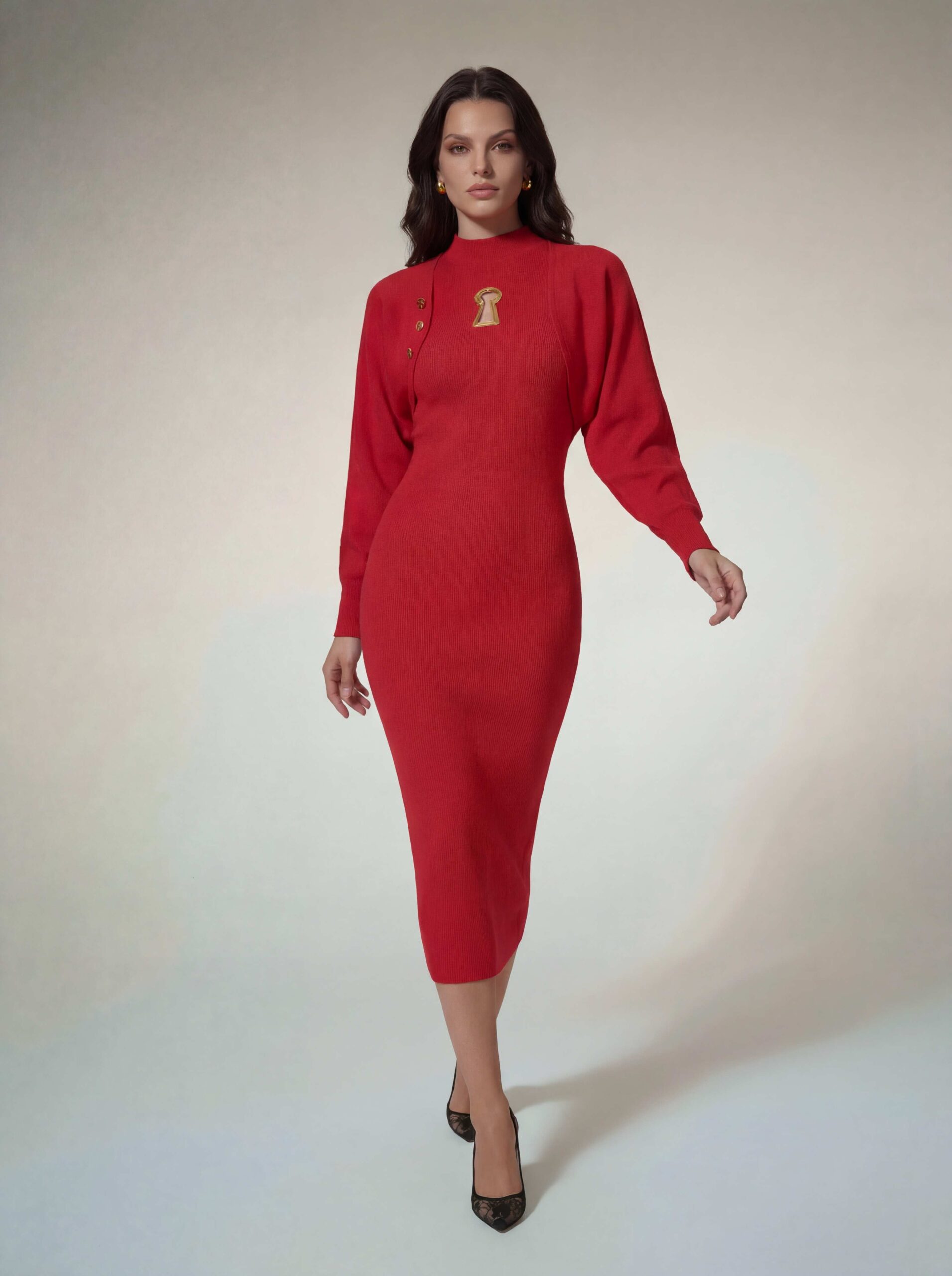 Amaka Keyhole Cutout Knitted Dress Set