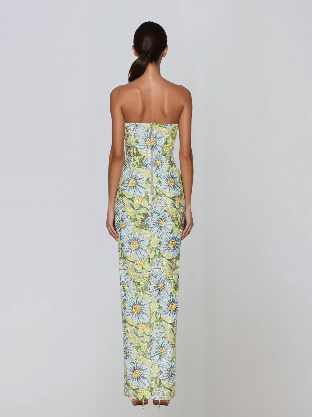 Amser Strapless Flower Split Maxi Dress