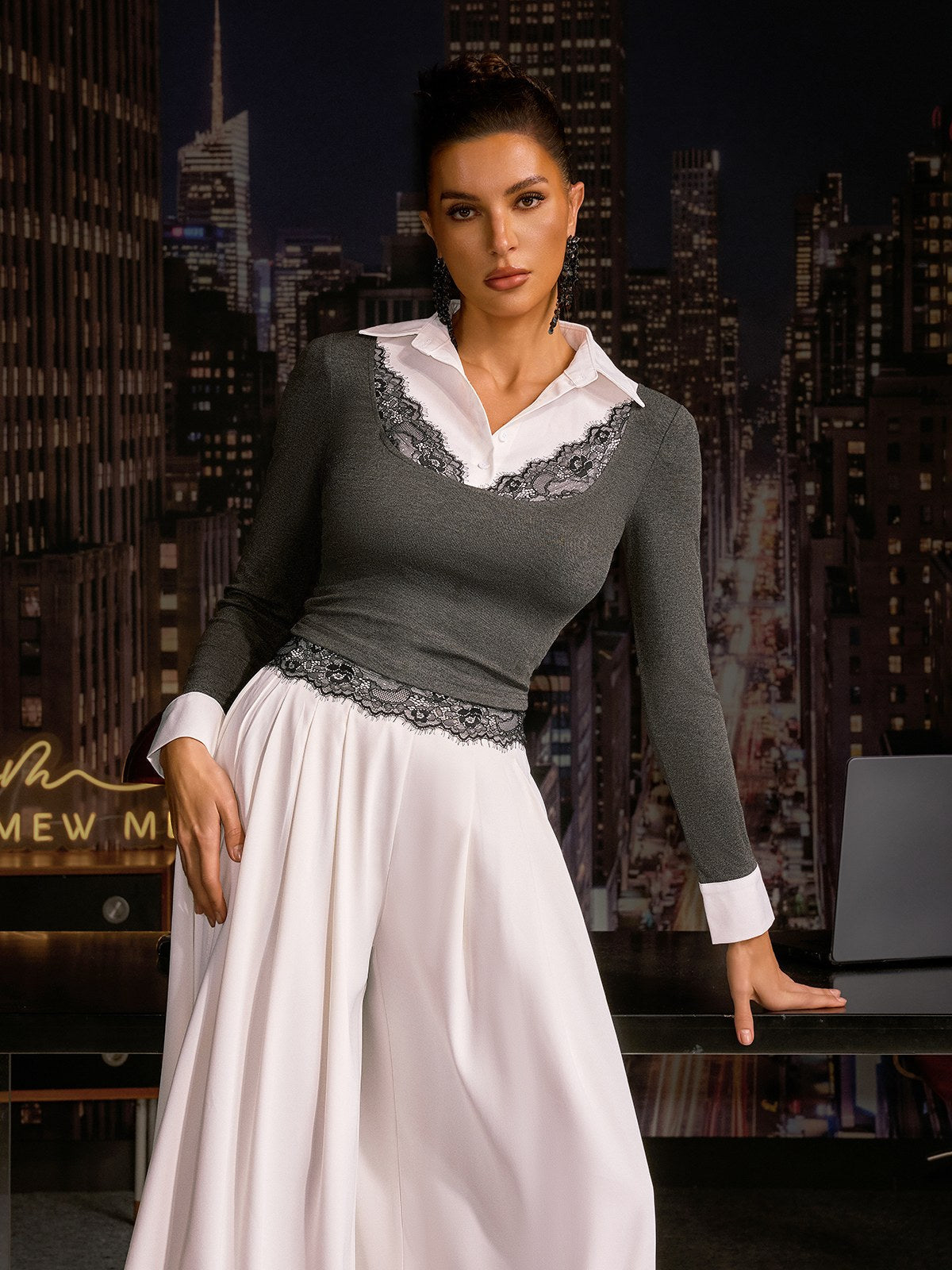 Anca Collar Lace Top