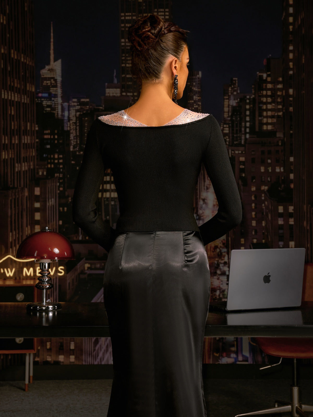 Andarta Long Sleeve Rhinestone Top