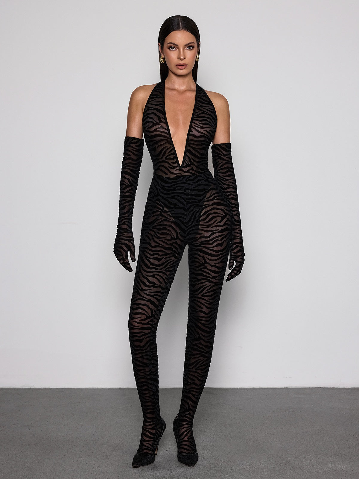 Andoni Plunge Neck Printed Jumpsuit