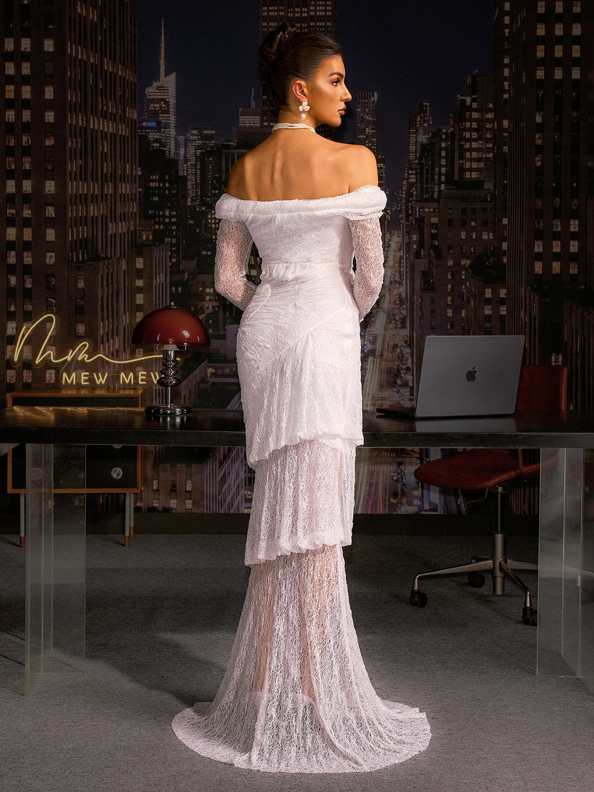 Anfisa Off Shoulder Lace Maxi Dress