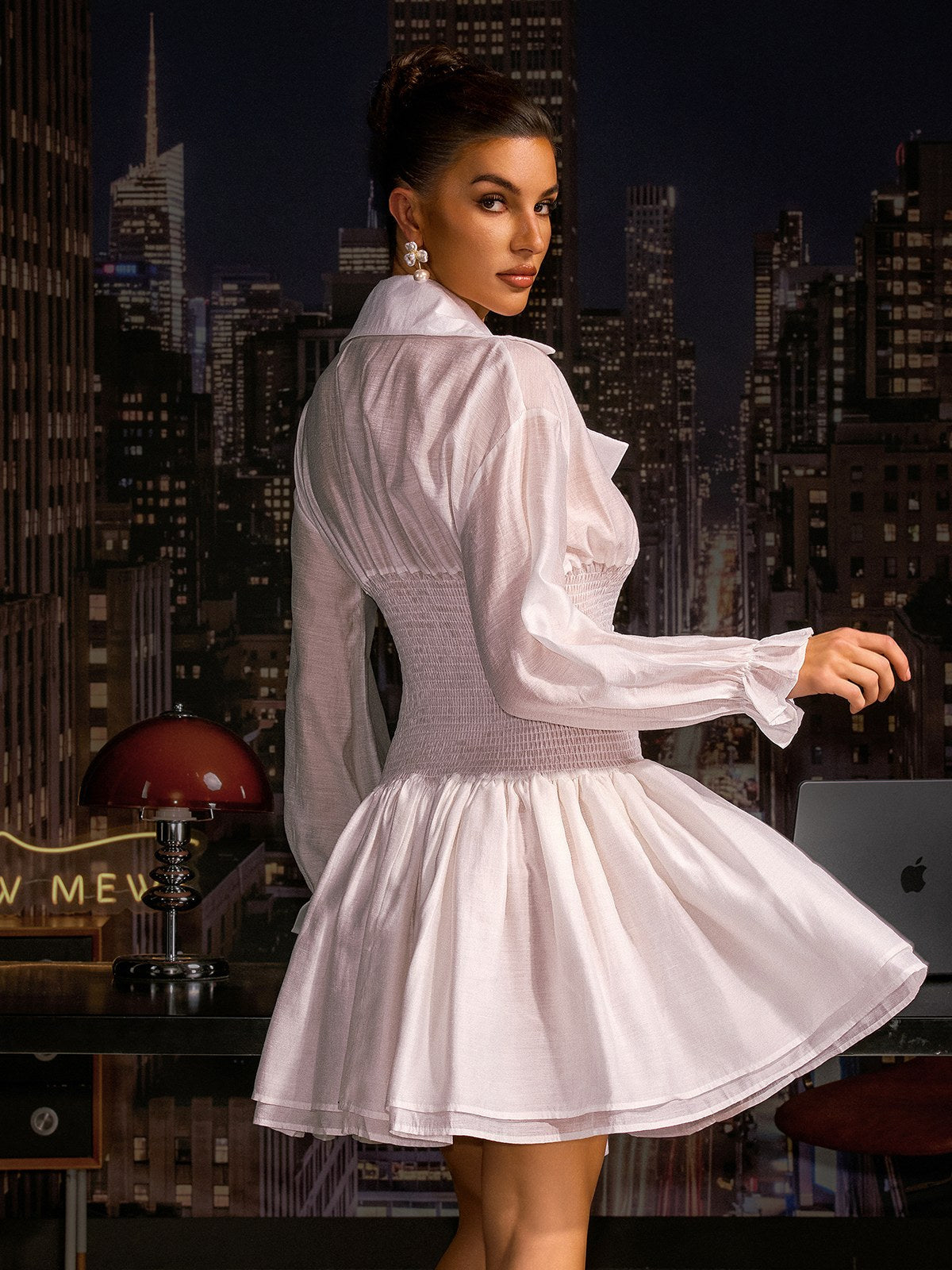 Angeliki Double Breasted Ruffle Mini Dress