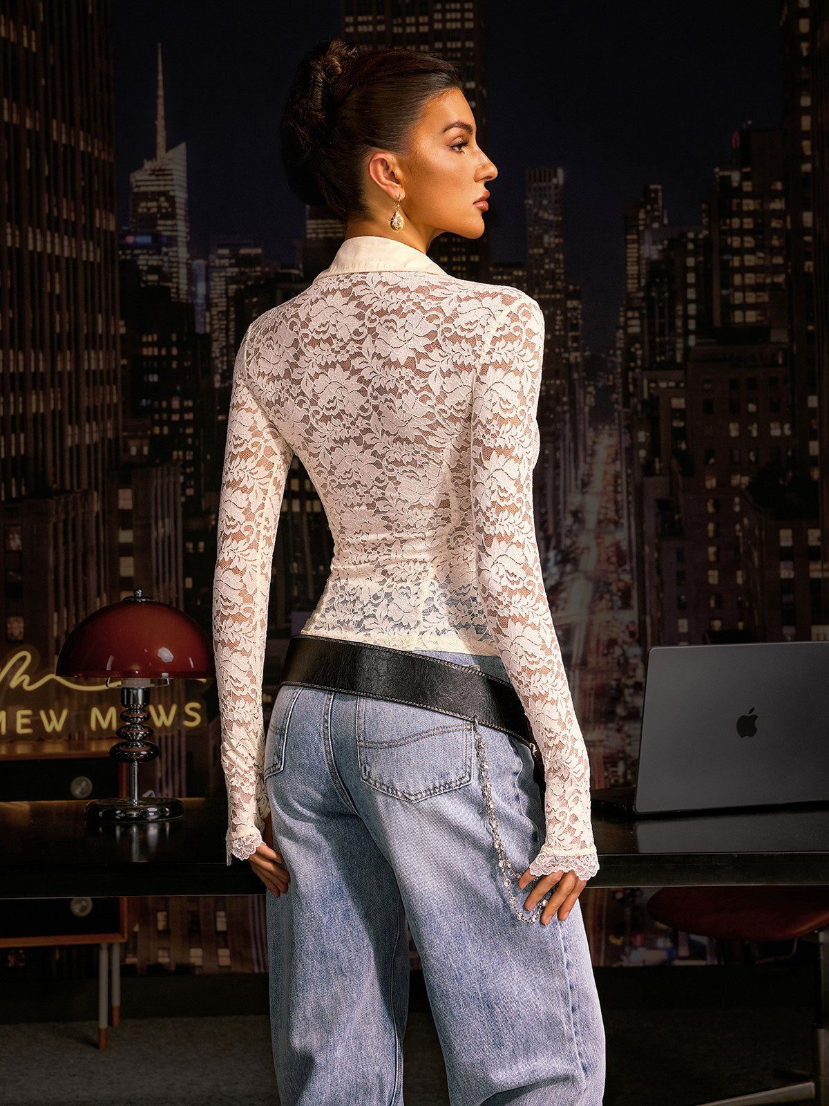 Angeni Collar Lace Top