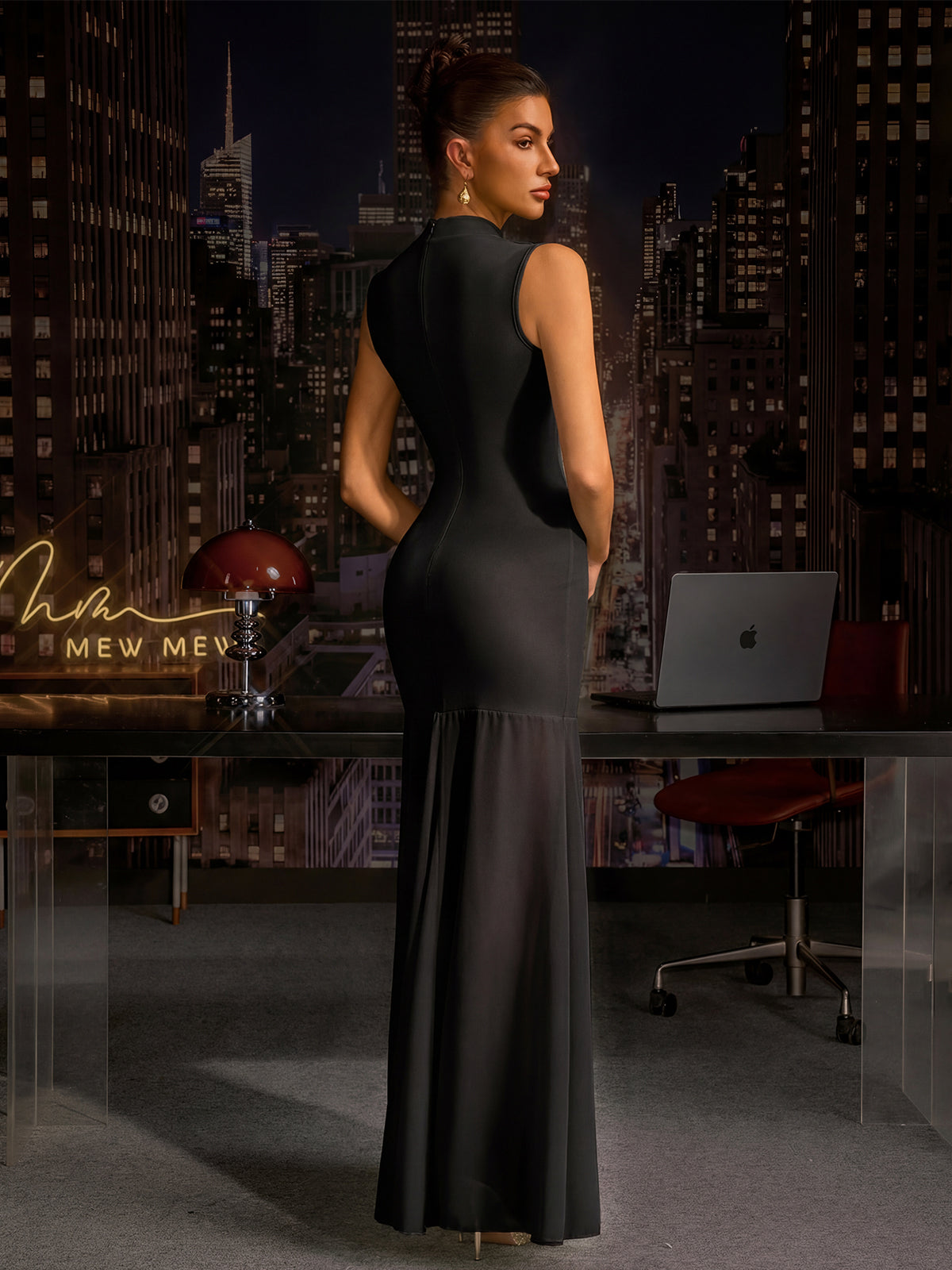 Aninda Sleeveless Cutout Maxi Dress In Black