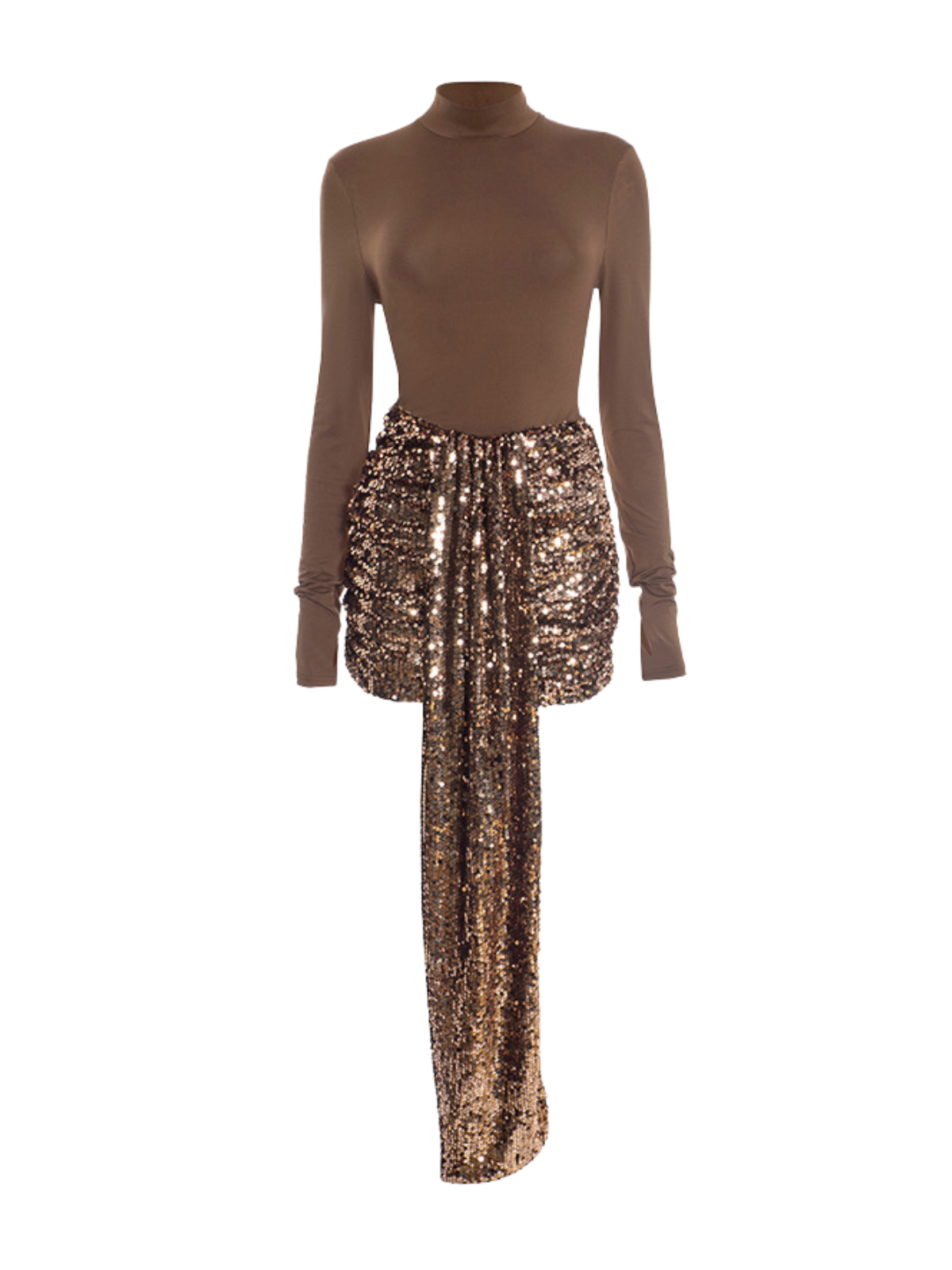 Ardelis Long Sleeve Sequin Draped Skirt Set