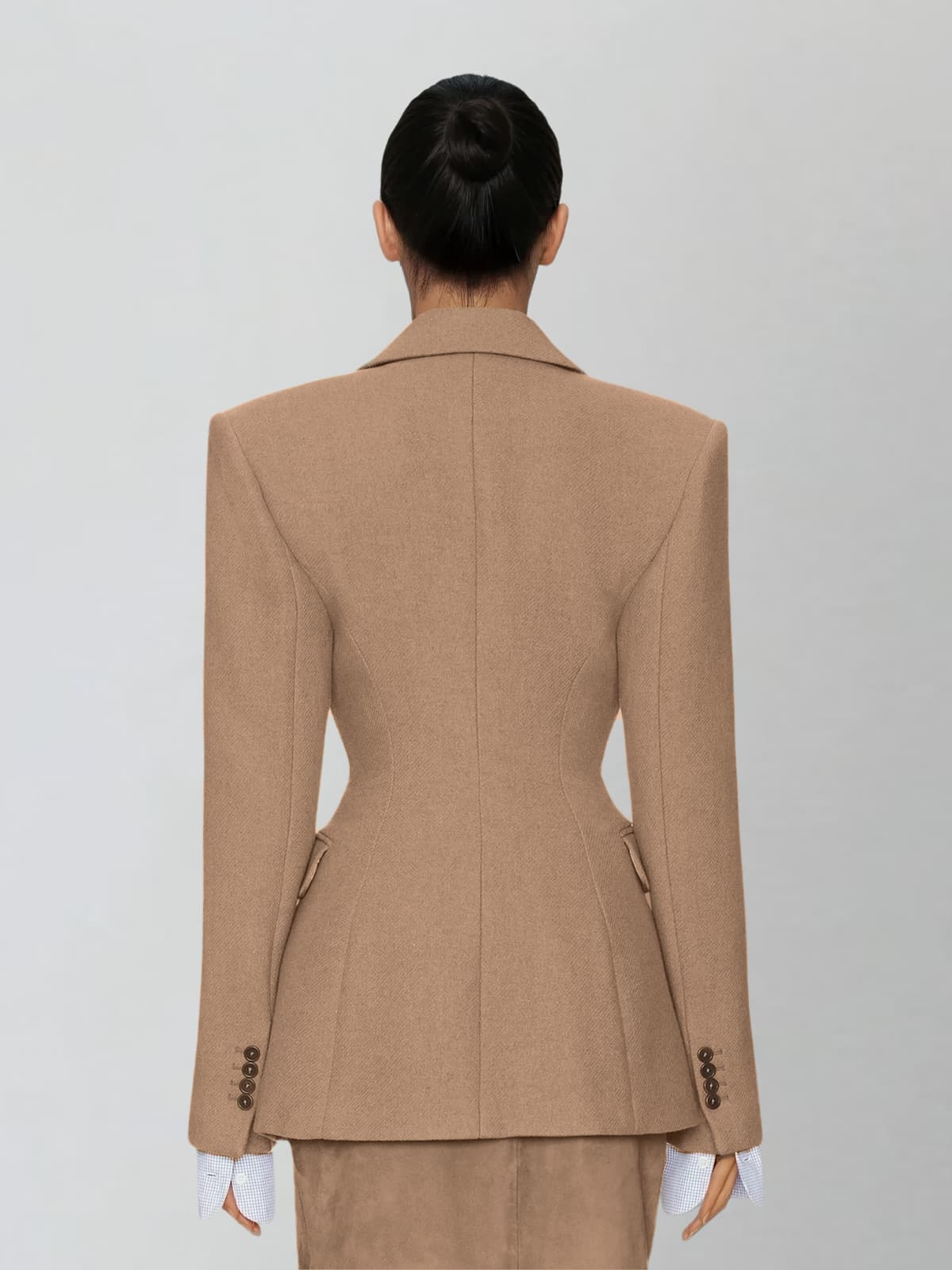 Arixel Double Breasted Blazer In Coffee