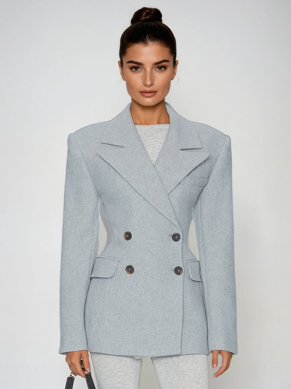 Arixel Double Breasted Blazer In Grey