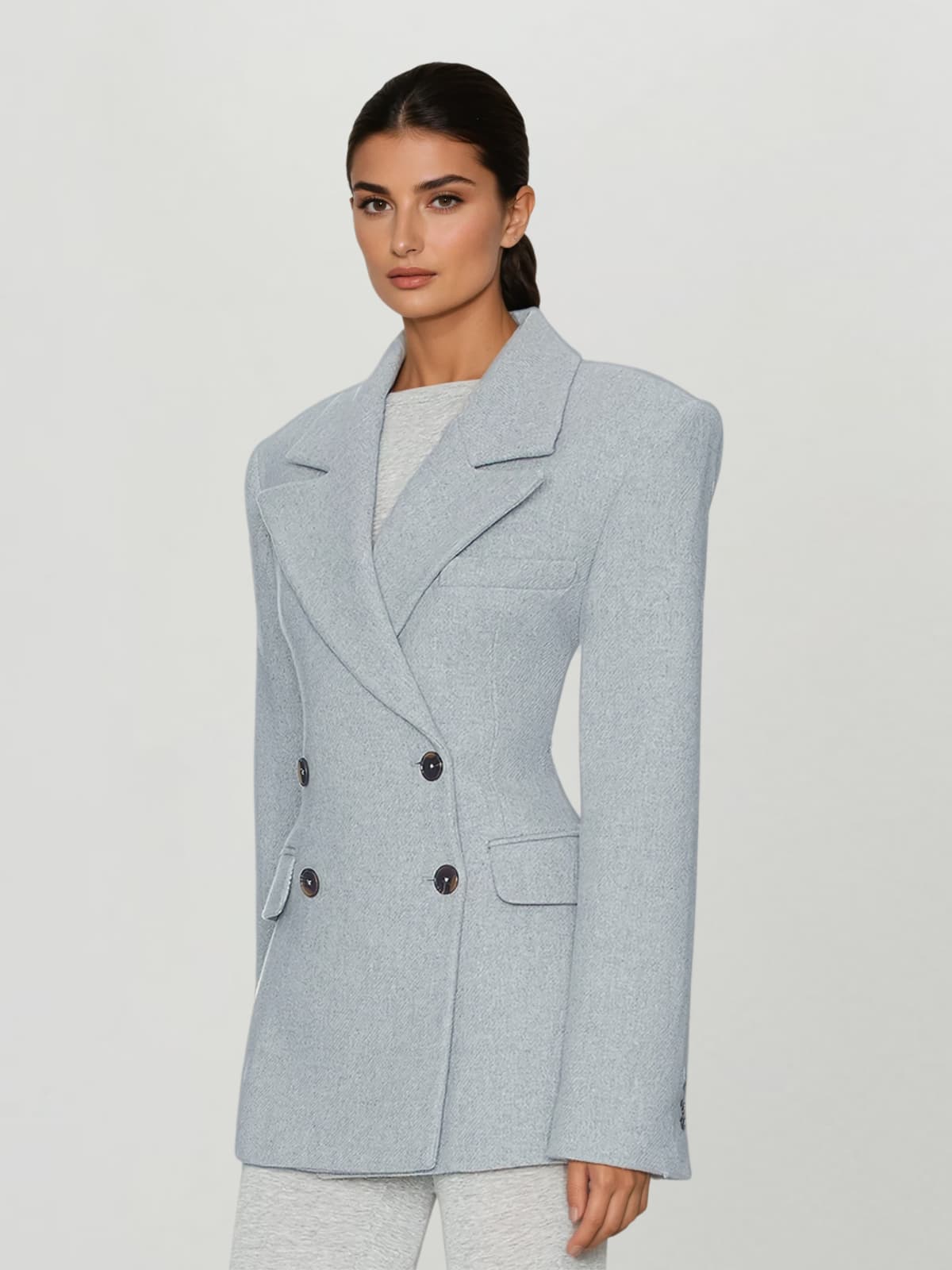 Arixel Double Breasted Blazer In Grey