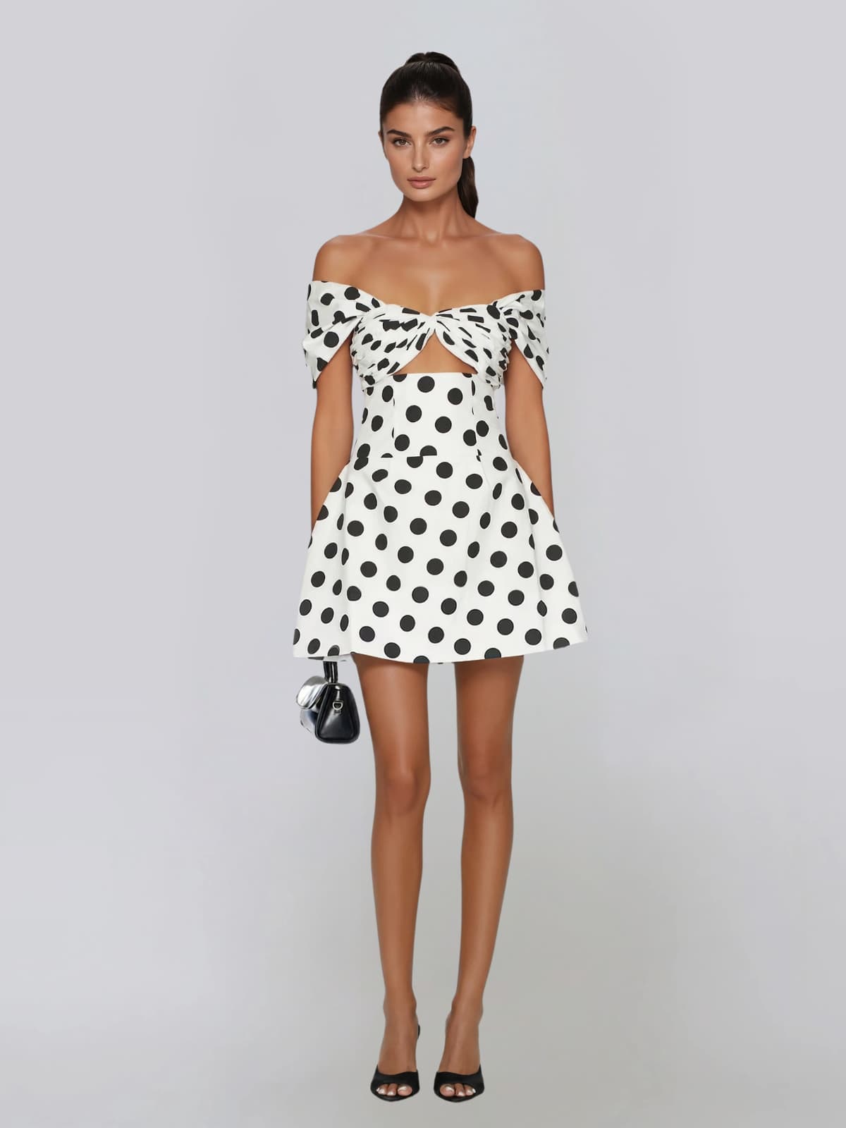 Aulon Off Shoulder Dot Bubble Mini Dress