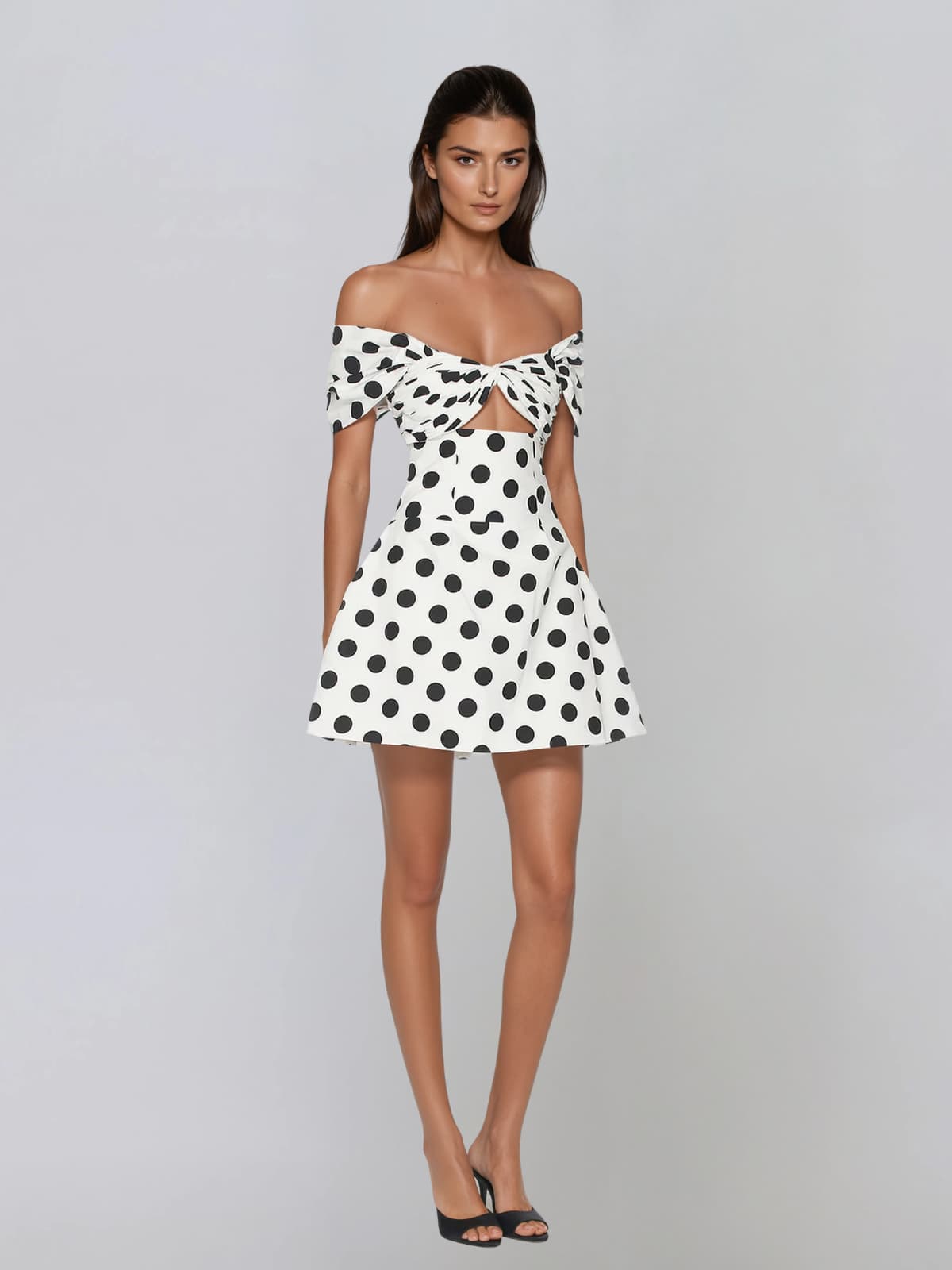 Aulon Off Shoulder Dot Bubble Mini Dress