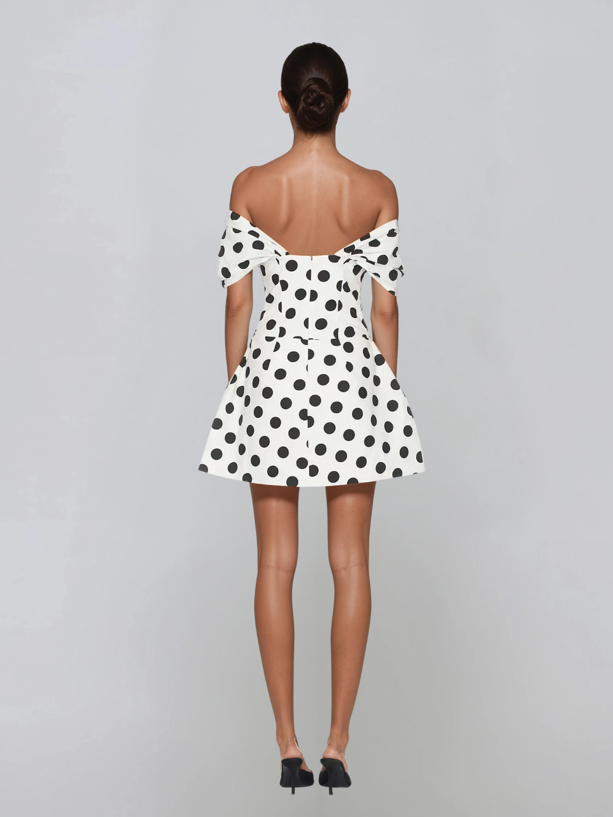 Aulon Off Shoulder Dot Bubble Mini Dress