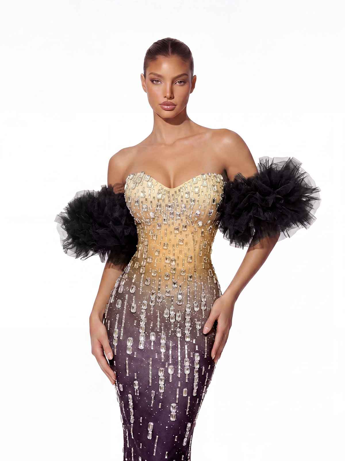 Aurelith Strapless Tulle Mermaid Maxi Dress