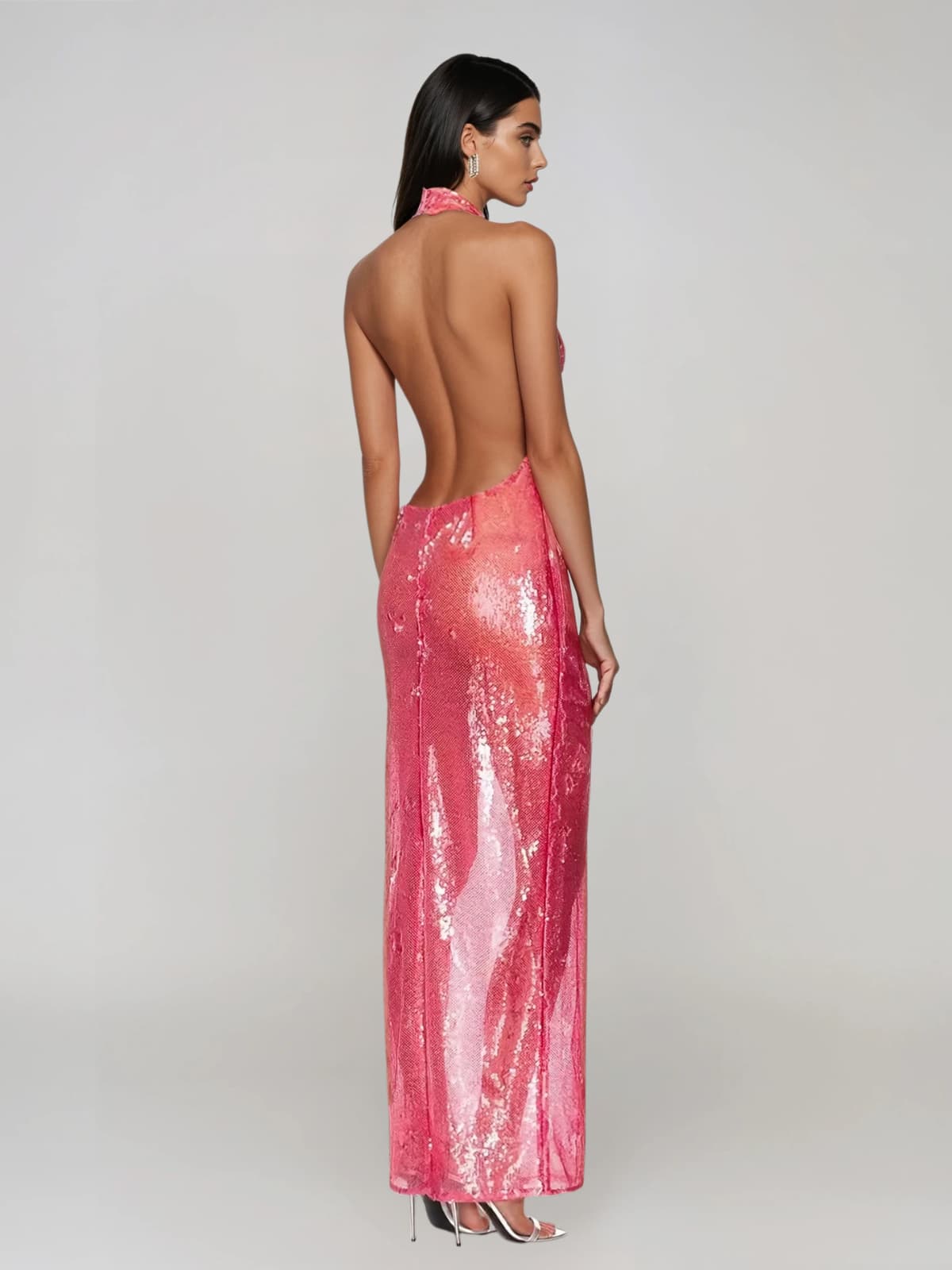 Avenor Plunge Neck Sequin Maxi Dress