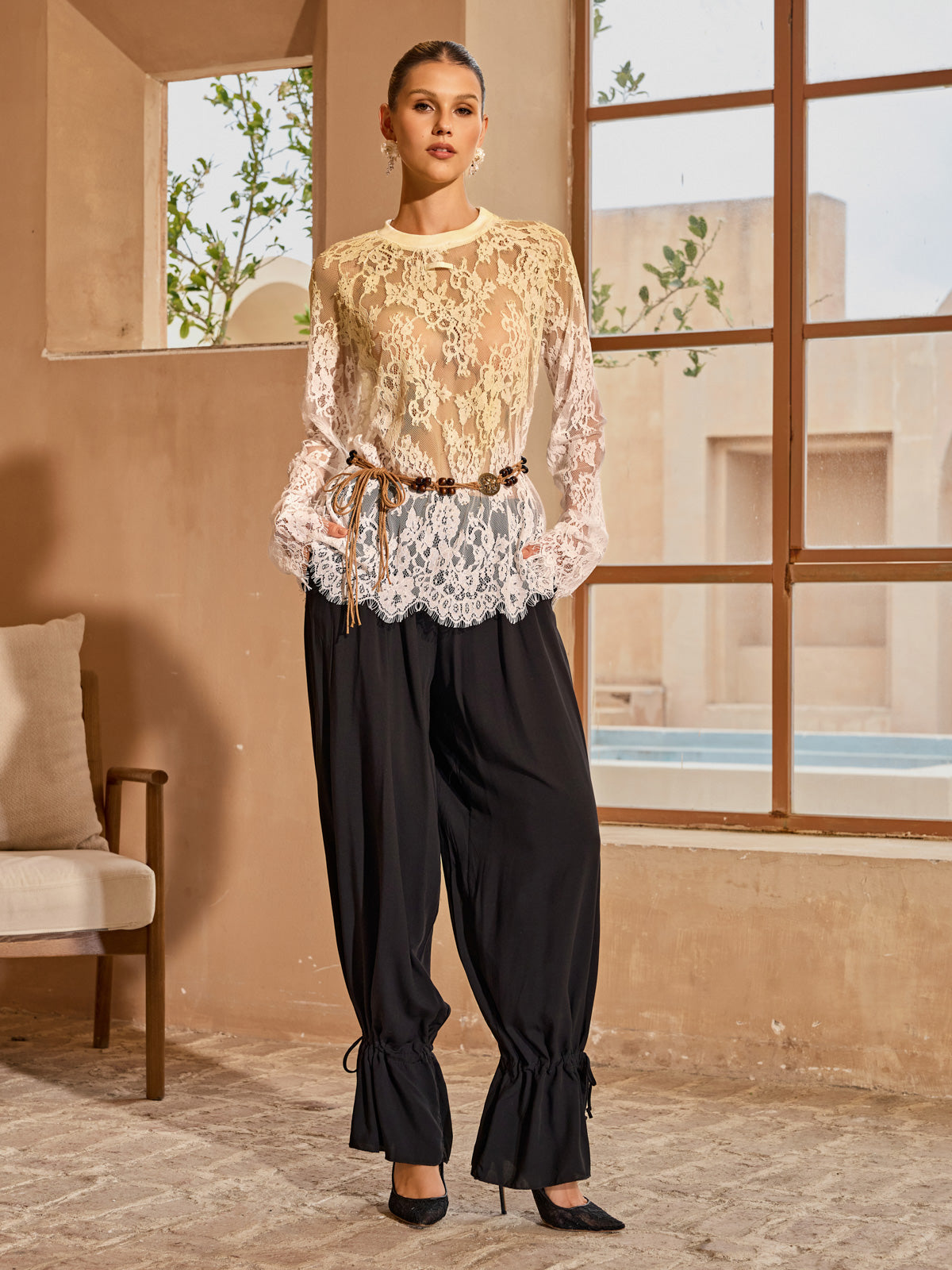 Axenquil Long Sleeve Lace Top