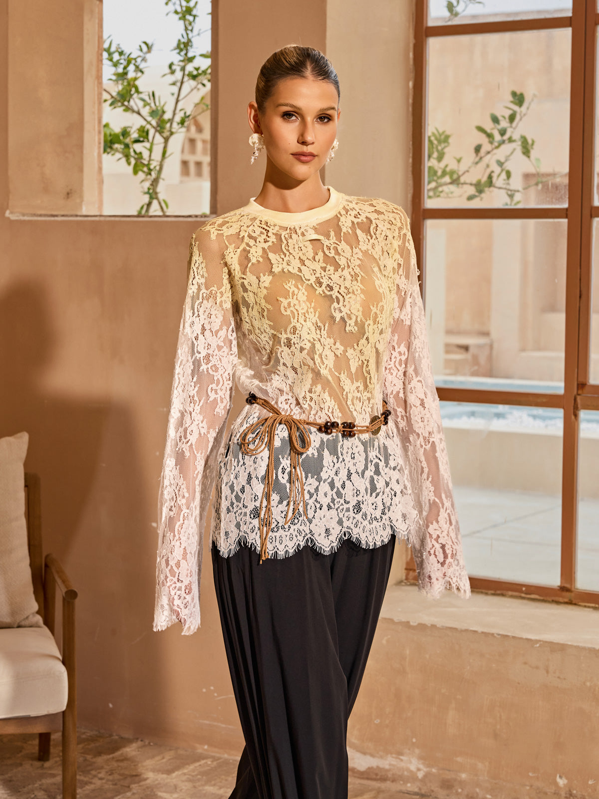 Axenquil Long Sleeve Lace Top