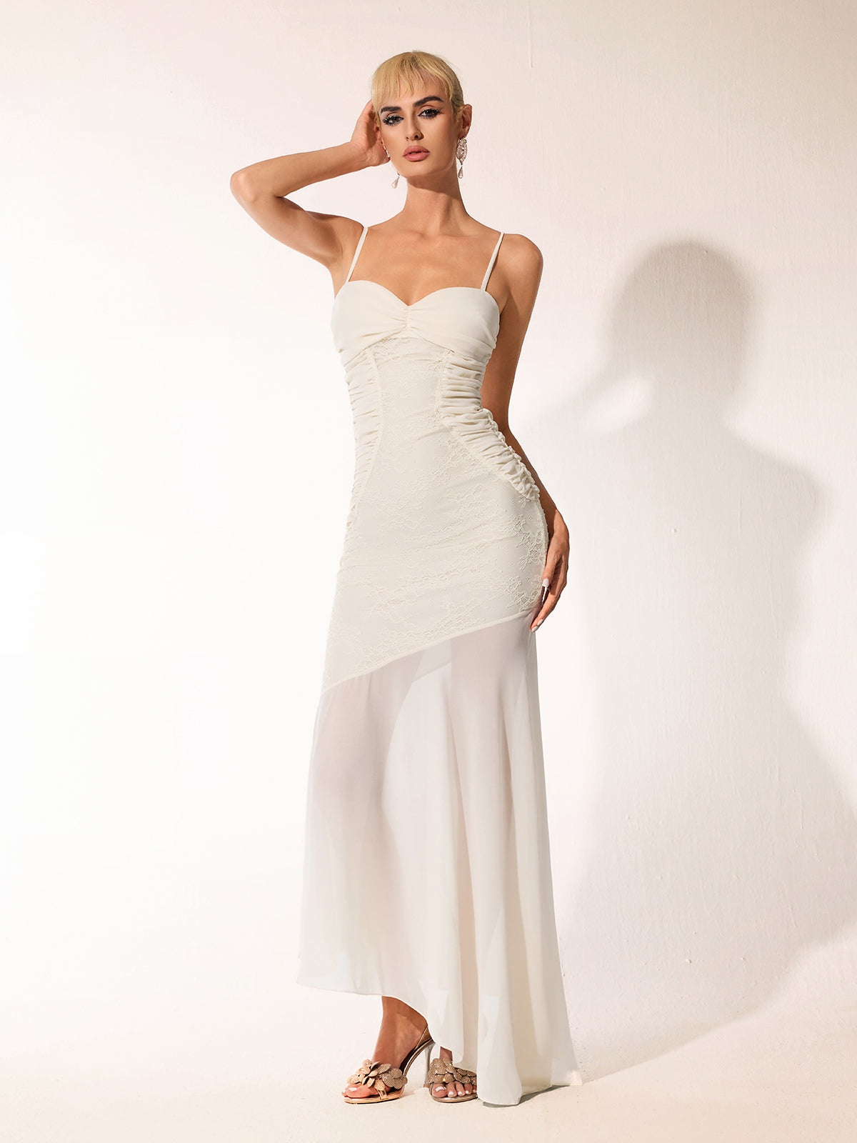 Baina Spaghetti Lace Maxi Dress