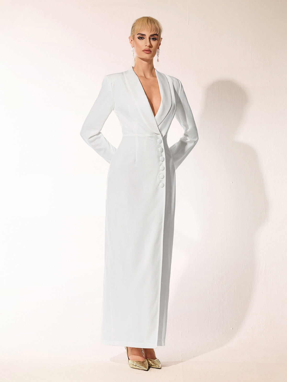 Baines V Neck Split Maxi Dress