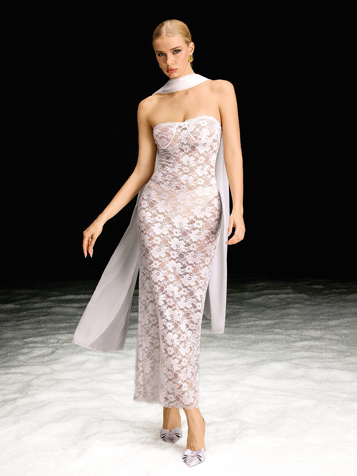 Barney Strapless Lace Maxi Dress