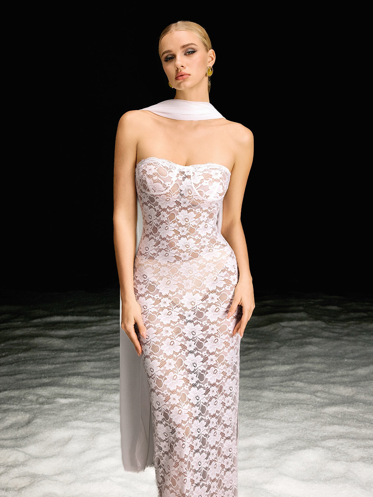 Barney Strapless Lace Maxi Dress