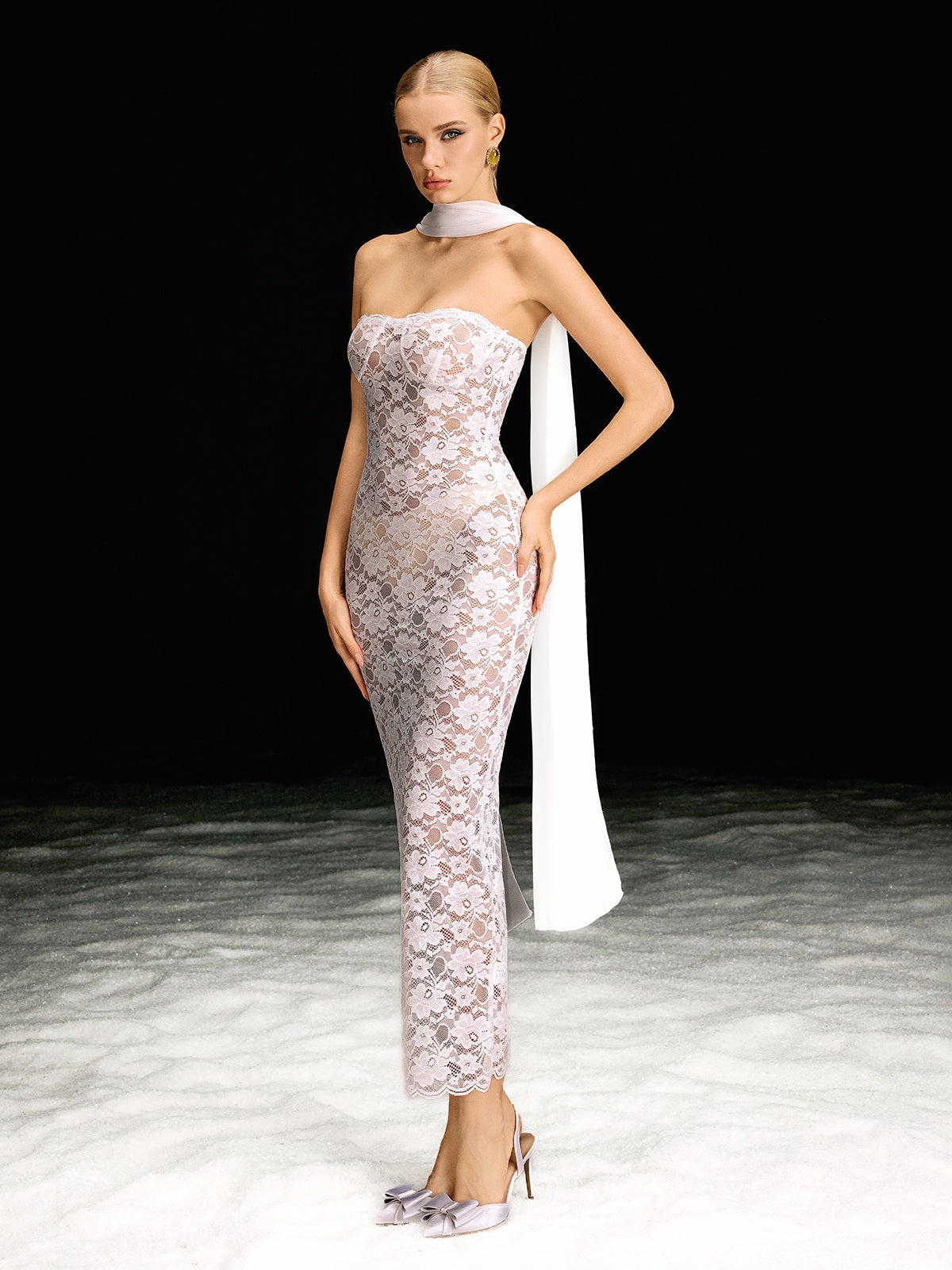 Barney Strapless Lace Maxi Dress