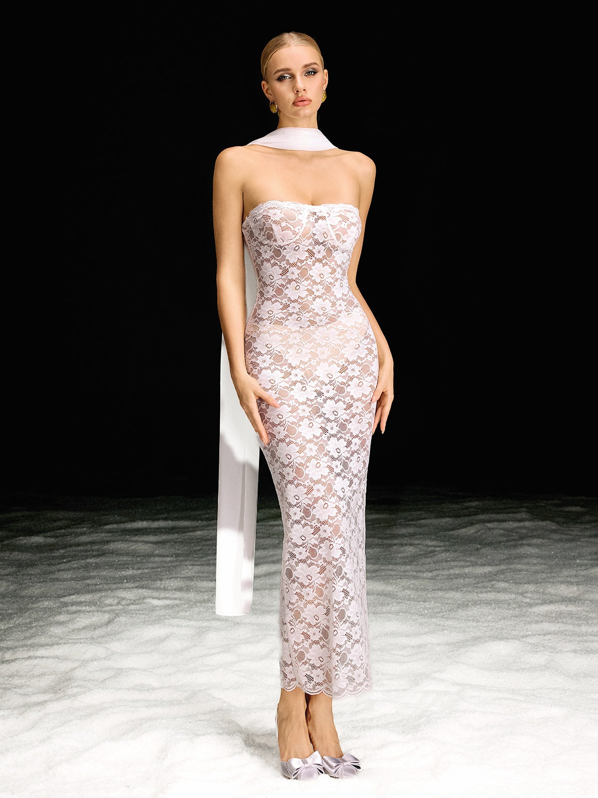 Barney Strapless Lace Maxi Dress