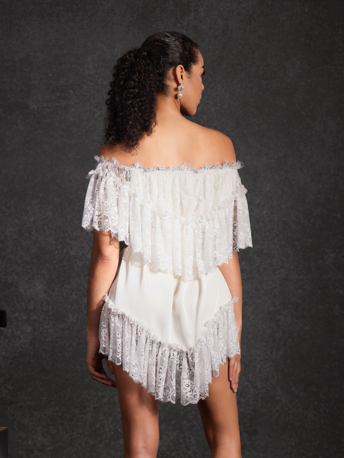 Basye Off Shoulder Lace Mini Dress