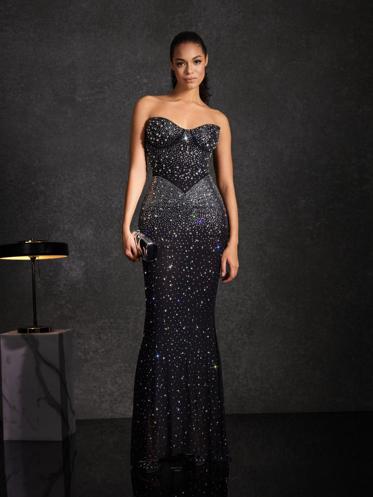 Bedagi Strapless Rhinestone Maxi Dress