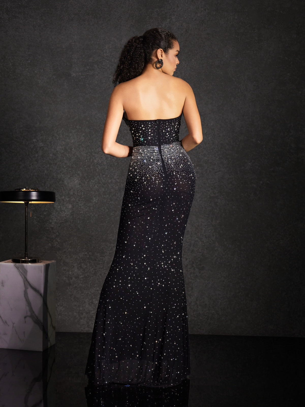 Bedagi Strapless Rhinestone Maxi Dress
