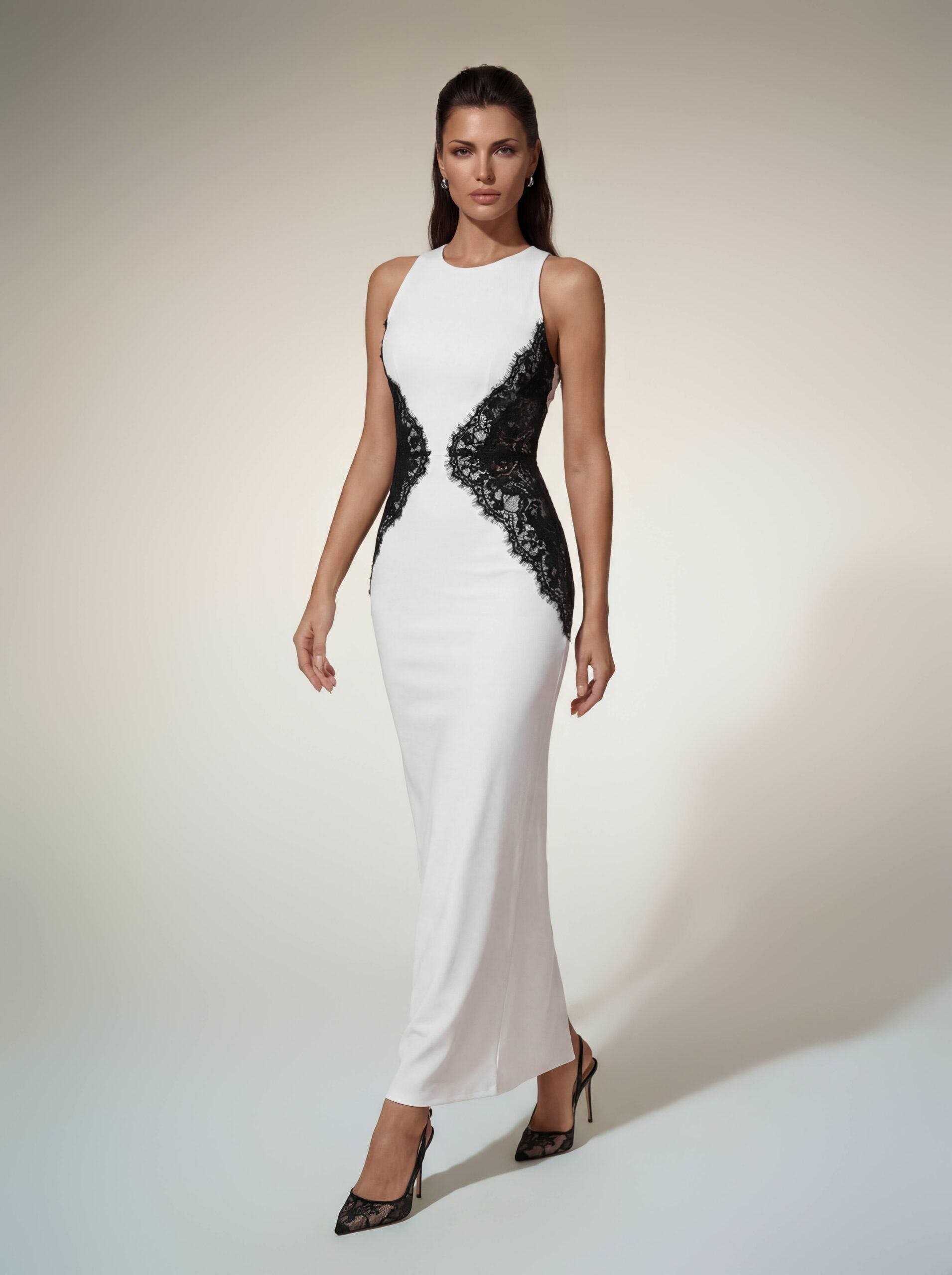 Belah Halterneck Lace Maxi Dress