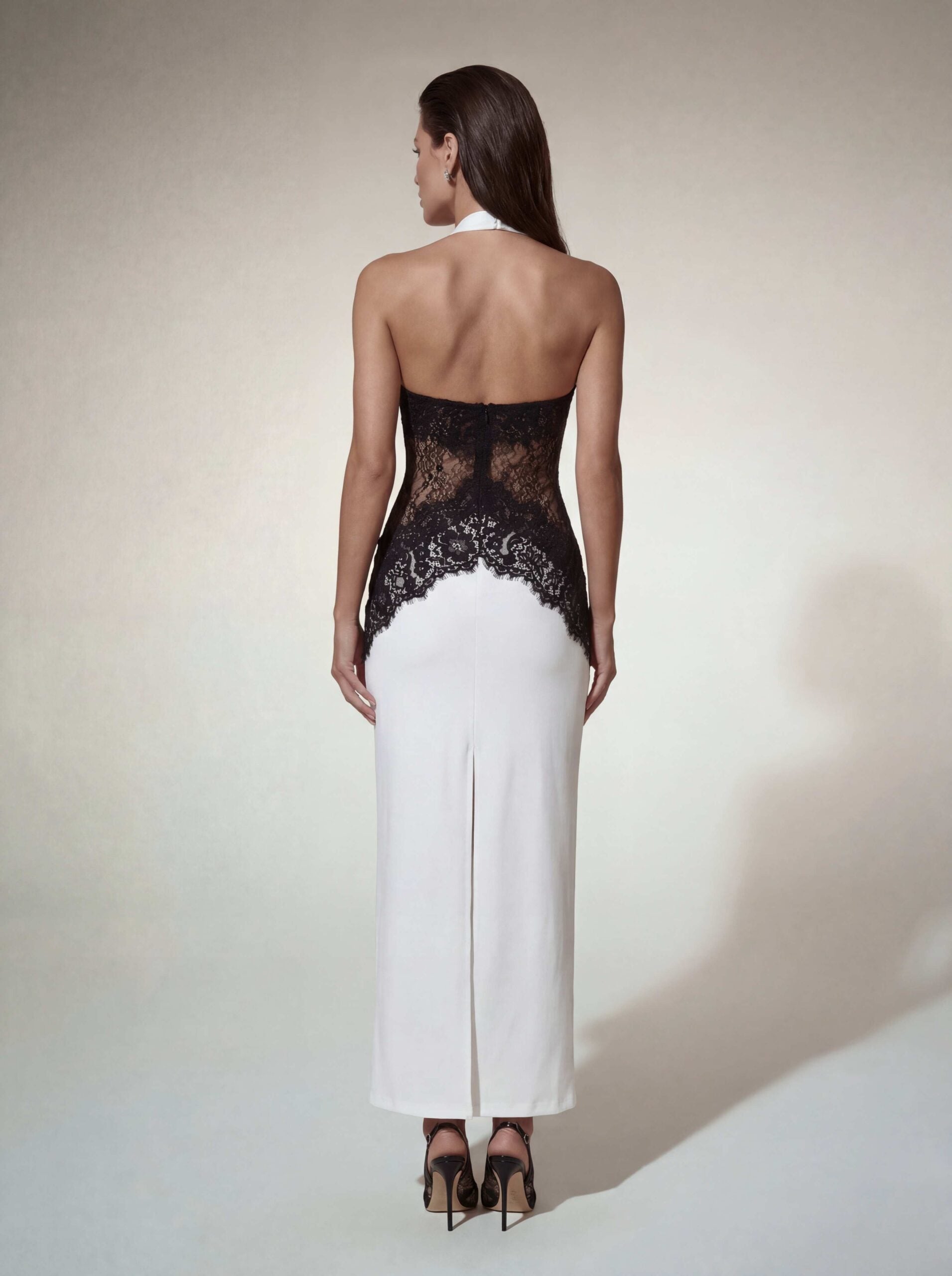 Belah Halterneck Lace Maxi Dress