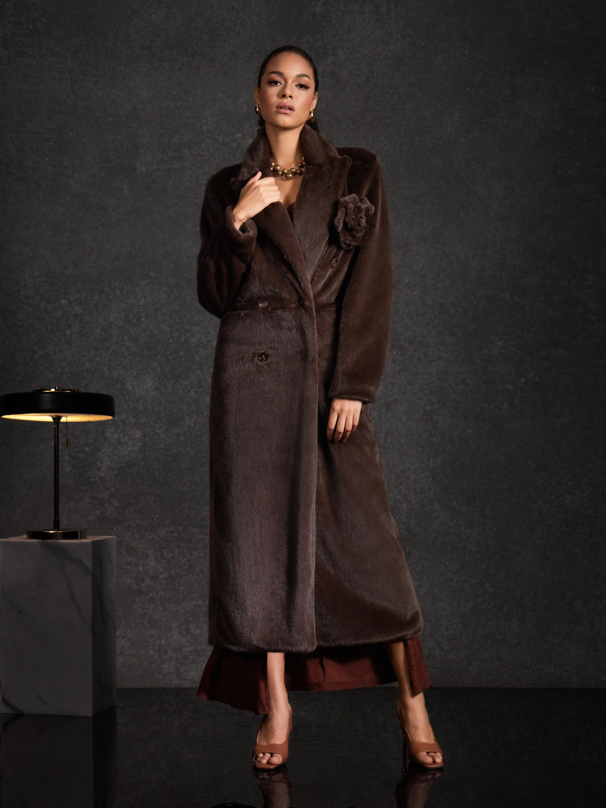 Belay Faux Fur Flower Coat