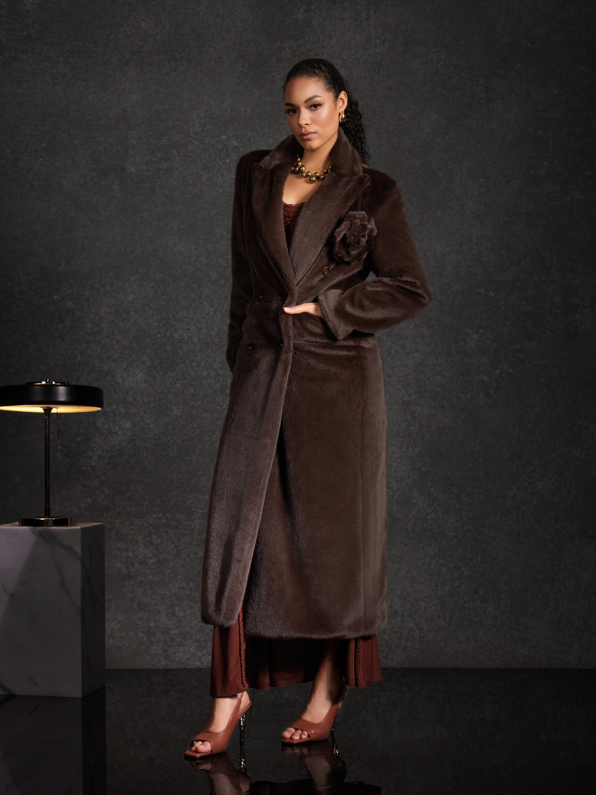 Belay Faux Fur Flower Coat