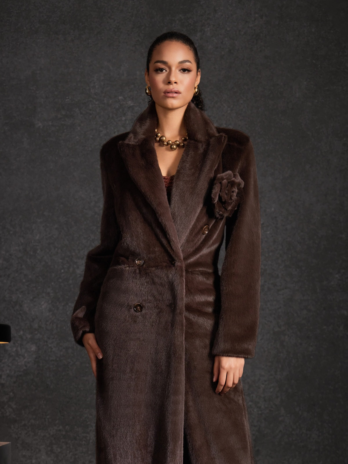 Belay Faux Fur Flower Coat