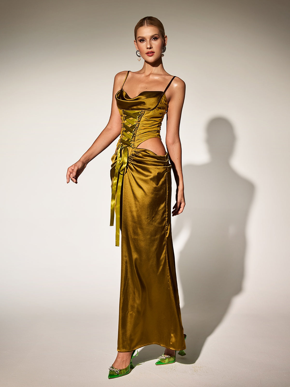 Bellissa Spaghetti Cutout Maxi Dress