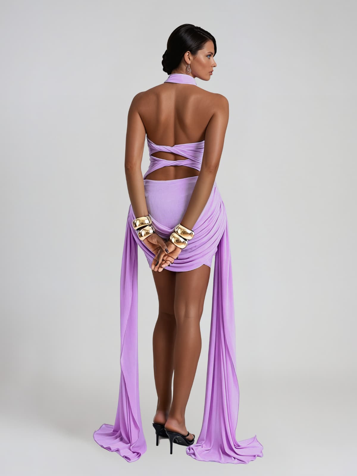 Belvarith Halterneck Draped Mini Dress