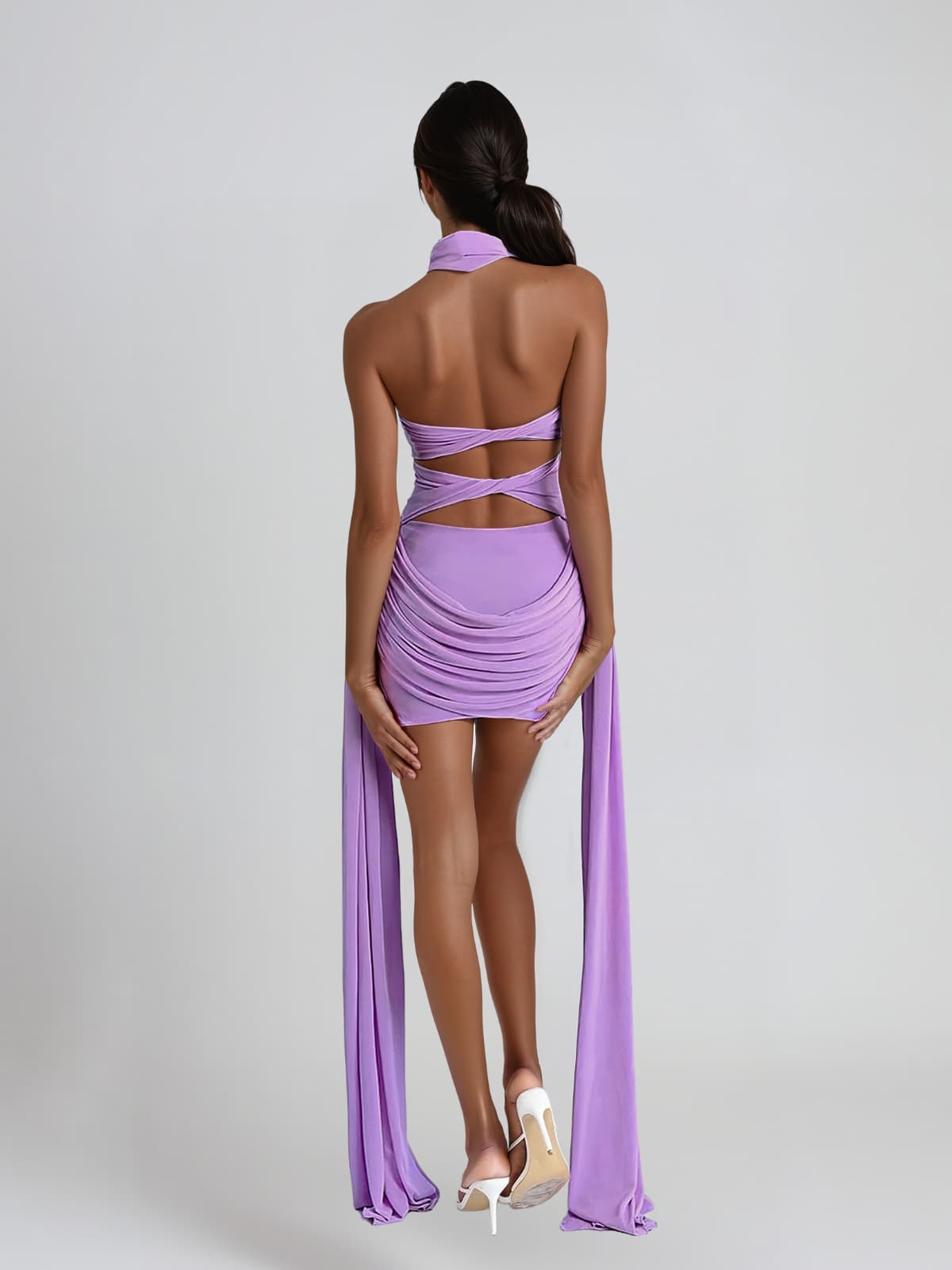 Belvarith Halterneck Draped Mini Dress