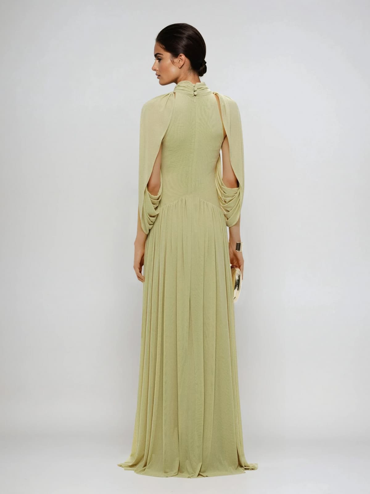 Beryndor Bat Sleeve Draped Maxi Dress In Green
