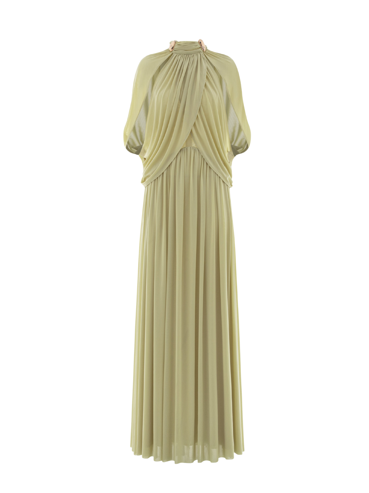 Beryndor Bat Sleeve Draped Maxi Dress In Green