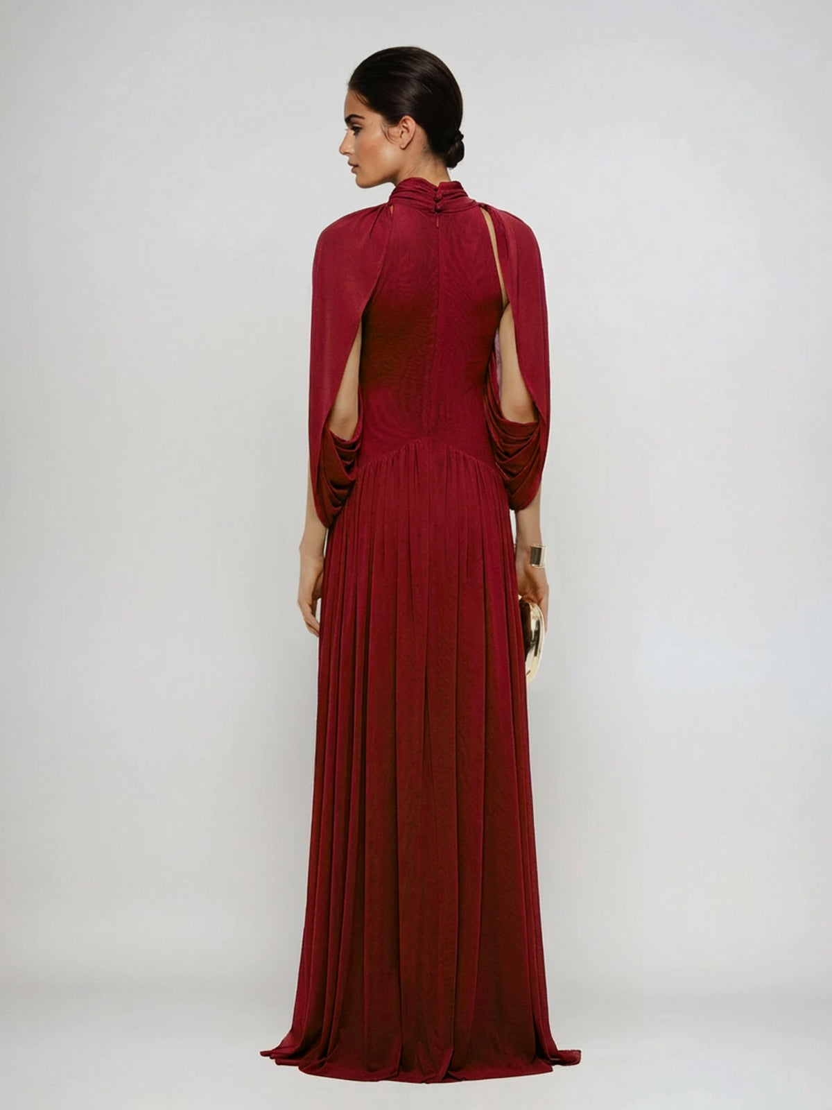 Beryndor Bat Sleeve Draped Maxi Dress In Red