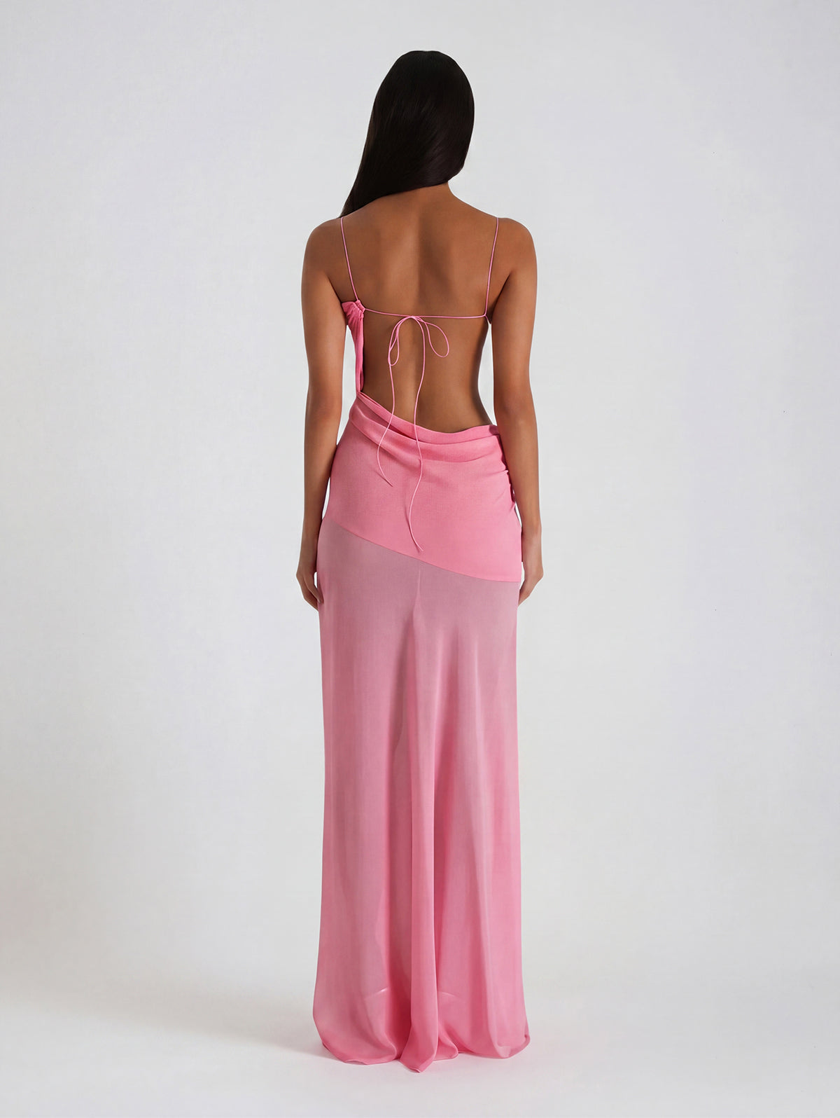 Beryvin Spaghetti Cutout Split Maxi Dress In Pink