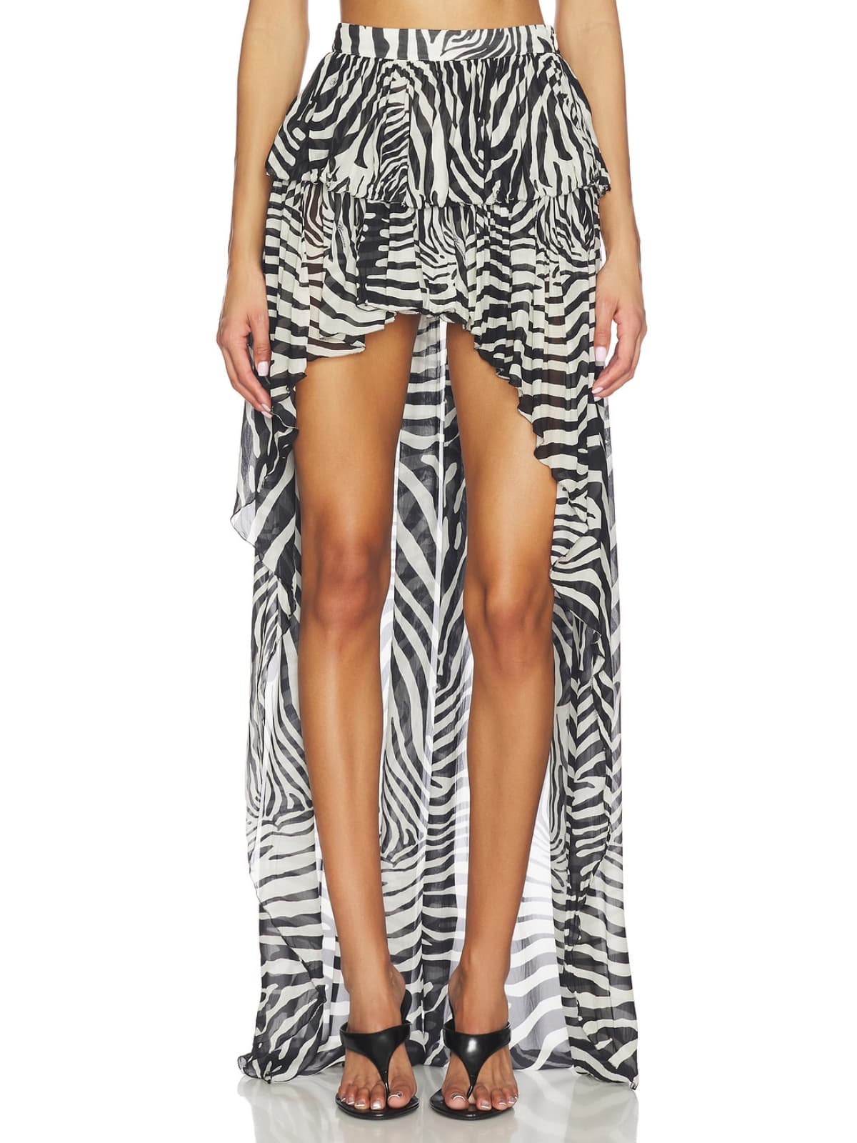Blyvora Off Shoulder Zebra High Low Skirt Set In Zebra