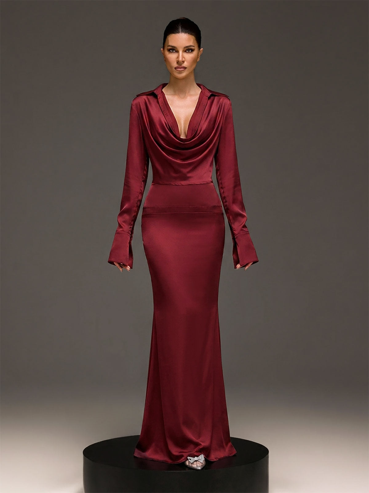 Blyvra Cowl Neck Maxi Dress