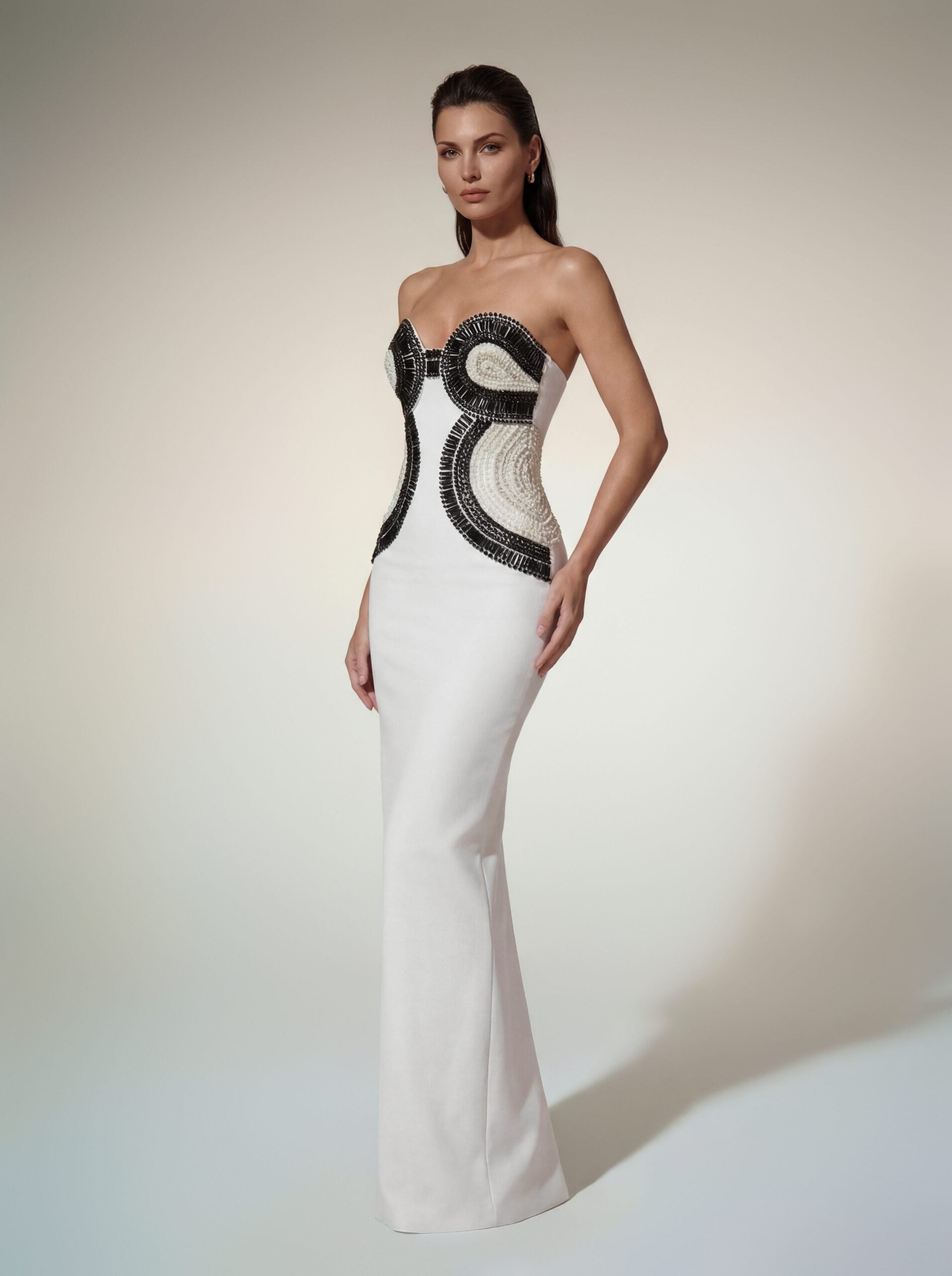 Bozica Strapless Rhinestone Maxi Dress